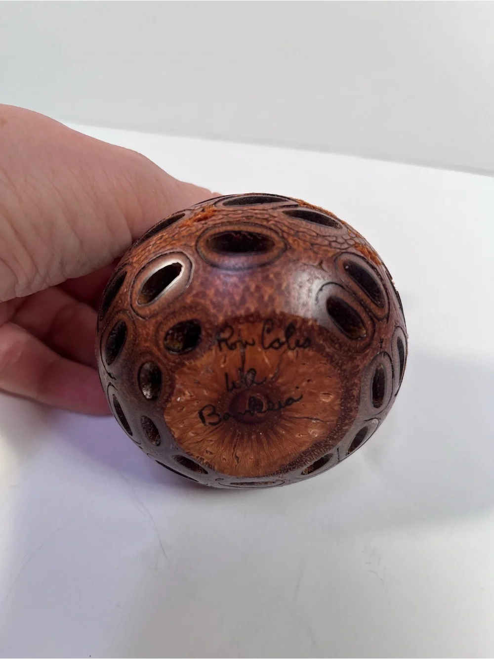 Vintage hand-turned seed pod Bud Vase